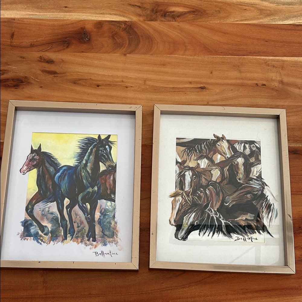 Framed Original Horse Paintings by Linda Ballantine Brown 11 by 14